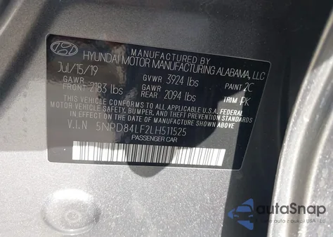 2020 Hyundai Elantra Sel из США, поврежденный, VIN 5NPD84LF2LH511525